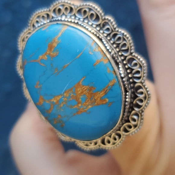 New Copper Turquoise 925 Silver Ring. - Picture 8 of 16